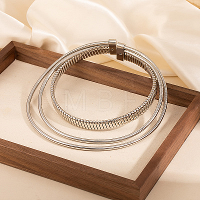 Alloy 3 Layer Snake Chain Choker Necklaces with Iron Clasps NJEW-P353-01P-1
