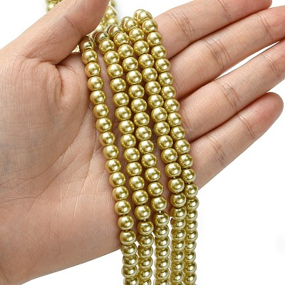 Eco-Friendly Dyed Glass Pearl Beads Strands HY-A008-6mm-RB110-1