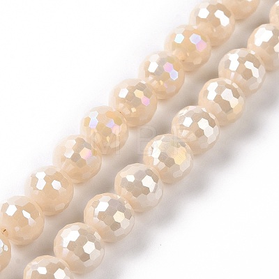 Electroplate Glass Beads Strands GLAA-E036-14-M-1