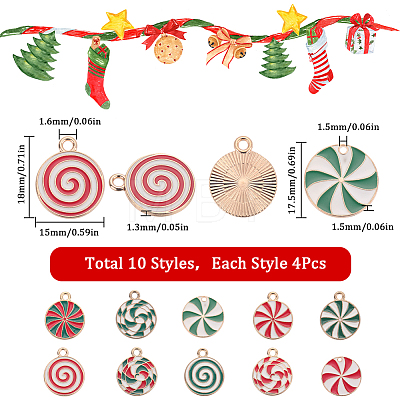 40Pcs 10 Style Christmas Themed Alloy Enamel Pendants ENAM-SC0003-74-1