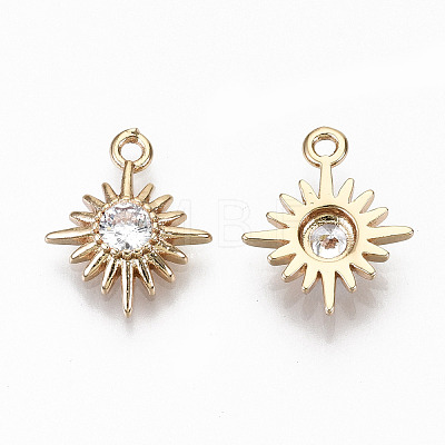 Brass Micro Pave Cubic Zirconia Charms KK-S359-050-RS-1
