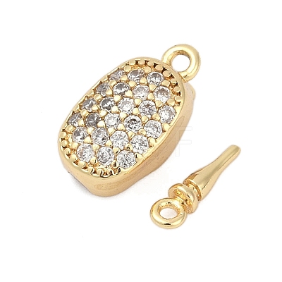 Brass Micro Pave Clear Cubic Zirconia Box Clasps KK-P291-38G-1