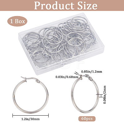 SOFPLATE 30 Pairs 304 Stainless Steel Hoop EarRing Shapes EJEW-SP0001-02A-P-1