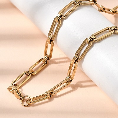 304 Stainless Steel Paperclip Chains Bracelet & Necklace Jewelry Sets SJEW-L199-15G-1