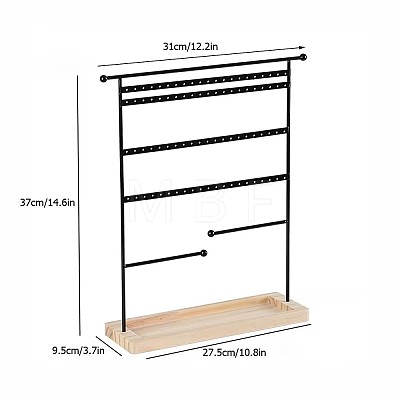 Iron Jewelry Display Stand with Wood Tray AJEW-Z032-01A-1