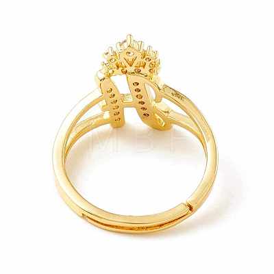 Clear Cubic Zirconia Initial Letter with Crown Adjustable Ring RJEW-M139-17H-1