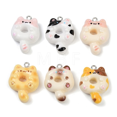 Cat Shape Donut Resin Pendants X-RESI-Z034-03P-1