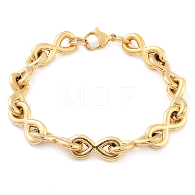 304 Stainless Steel Infinity Link Chain Bracelets for Women Men BJEW-F488-53B-G-1