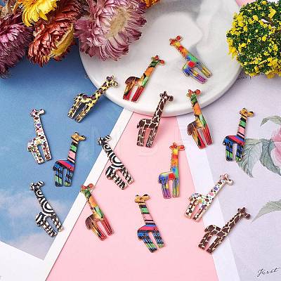 35Pcs 7 Colors Printed Alloy Pendants PALLOY-SZ0001-33-1