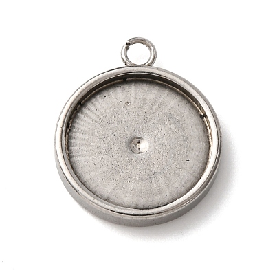 201 Stainless Steel Pendant Cabochon Settings STAS-D379-04E-P-1