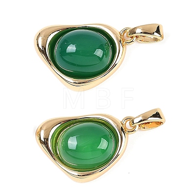 Natural Green Onyx Agate(Dyed & Heated) Pendants KK-U043-52G-01-1