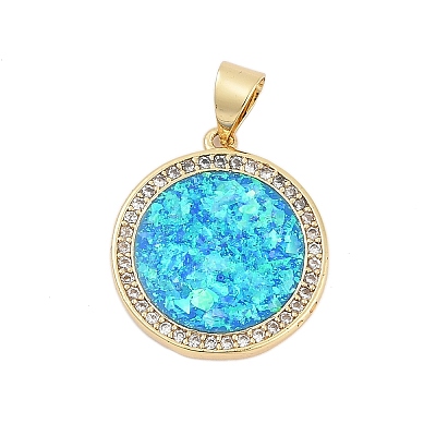 Brass Micro Pave Cubic Zirconia Pendants KK-I723-39G-1