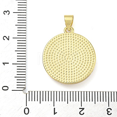 Rack Plating Brass Pave Shell Flat Round Pendants KK-Z063-11G-01-1