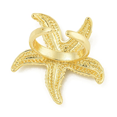 Starfish Brass Open Cuff Rings RJEW-U011-07G-1