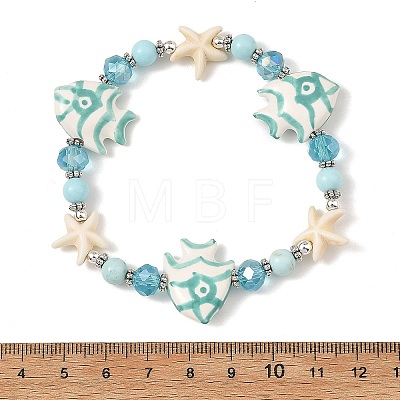 Natural Howlite Beaded Bracelets BJEW-JB14226-1
