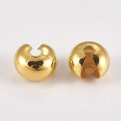 Brass Crimp Beads Covers X-KK-G311-08G-1