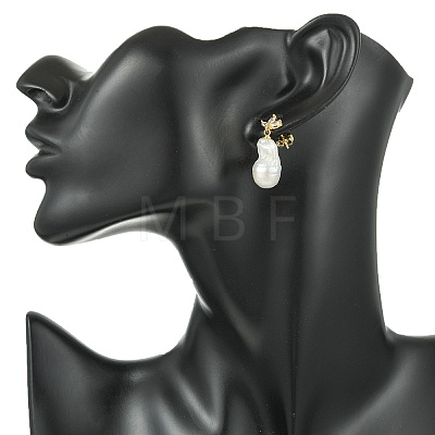 Brass Micro Pave Cubic Zirconia Stud Dangle Earrings for Women EJEW-JE07279-01-1
