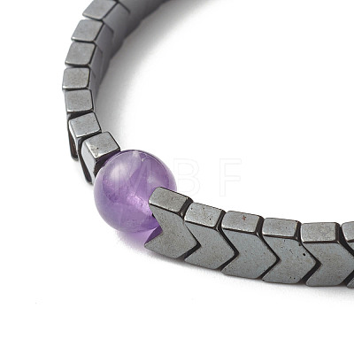 Reiki Crystal Natural Amethyst Beads Stretch Bracelets Set for Girl Women BJEW-JB06805-01-1