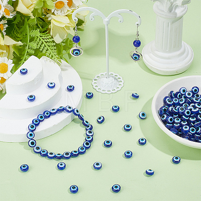 300Pcs Flat Round Evil Eye Resin Beads RESI-SC0006-78-1