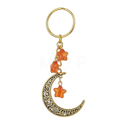 Tibetan Style Alloy Hollow Moon Pendant Keychain KEYC-JKC00690-04-1