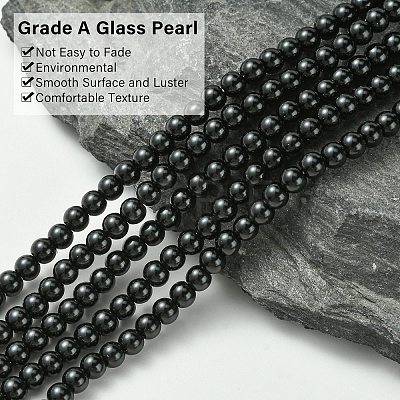 Eco-Friendly Dyed Glass Pearl Round Beads Strands HY-A002-4mm-RB080-1