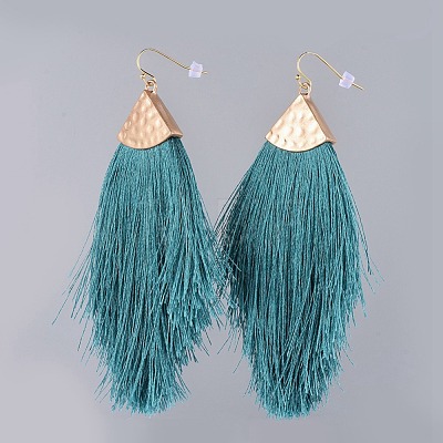 Polyester Tassel Dangle Earrings EJEW-JE03546-1