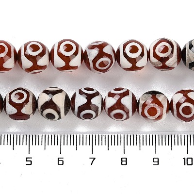 Natural Tibetan 3-Eye dZi Agate Beads Strands G-B084-A09-01-1