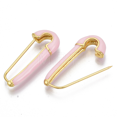 Brass Enamel Safety Pins Earrings JEWB-R015-01F-NF-1