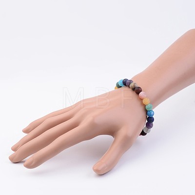 Natural Flower Amazonite & Gemstone Beads Stretch Bracelets X-BJEW-JB02509-04-1