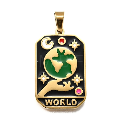 Tarot 304 Stainless Steel Enamel Pendants STAS-M119-09H-G-1