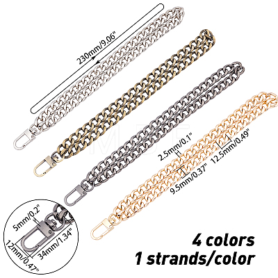 CHGCRAFT 2 Styles ABS Plastic Imitation Pearl Beads & Iron Curb Link Bag Chain Straps FIND-CA0002-65-1