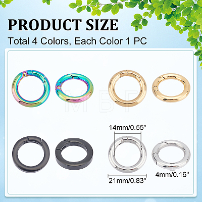 Unicraftale 4Pcs 4 Styles 304 Stainless Steel Spring Gate Rings STAS-UN0040-94-1