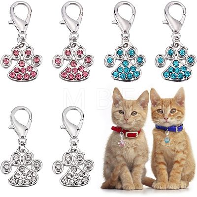 6Pcs 3 Colors Alloy Rhinestone Pendant Decoration HJEW-CA0001-26-1