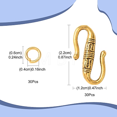 Tibetan Style Alloy S-Hook Clasps FIND-FS0005-25AG-1