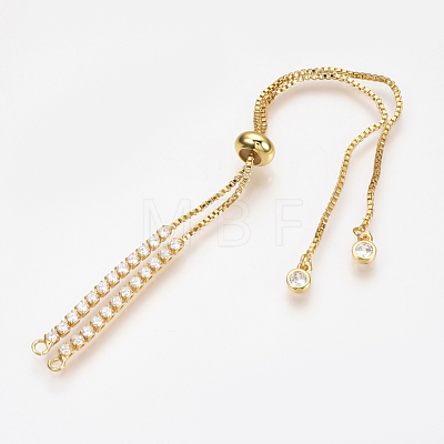 Adjustable Brass Micro Pave Cubic Zirconia Chain Bracelet Making ZIRC-T004-39G-1