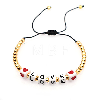 Love Word Acrylic Cube Braided Bead Bracelets EG4243-1