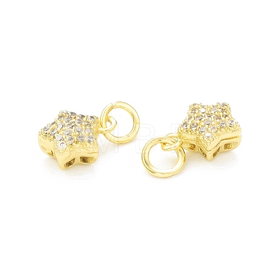 Rack Plating Brass Micro Pave Clear Cubic Zirconia Charms KK-C011-56G-1