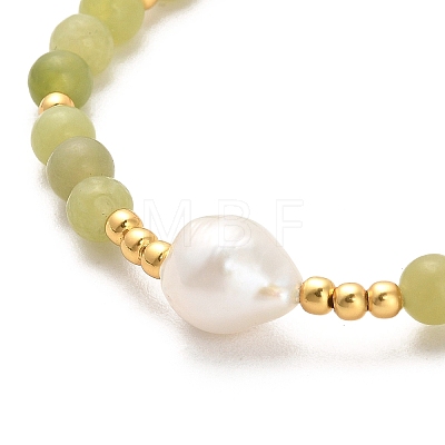 Natural Xiuyan Jade Bead Bracelets BJEW-E098-18G-1