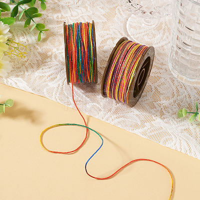 2 Rolls 2 Colors Segment Dyed Round Polyester Twisted Cords OCOR-TA0003-59E-1