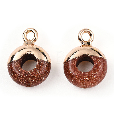 Synthetic Goldstone Flat Round/Donut Charms G-I347-02-1