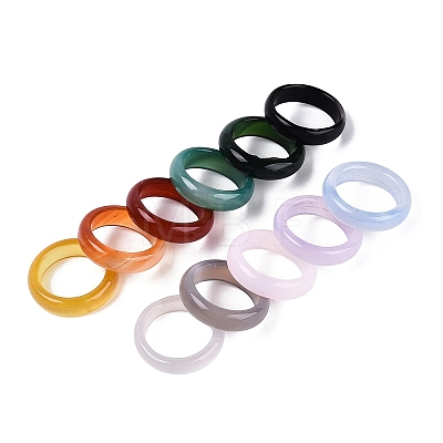 Dyed Natural Agate Finger Rings for Unisex G-Q601-44-1