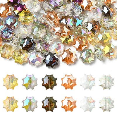 60Pcs 6 Colors Electroplate Transparent Glass Beads EGLA-YW0005-78-1