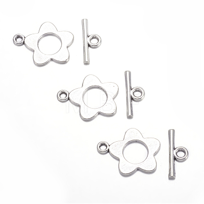 Flower Tibetan Style Alloy Toggle Clasps LS-A0977Y-1