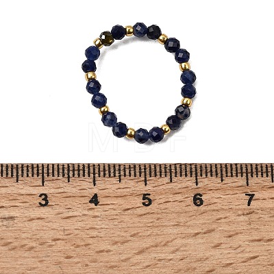 Natural Sodalite Beaded Stretch Rings for Women RJEW-JR00868-04-1