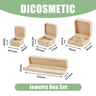 DICOSMETIC 4pcs 4 styles Square & Rectangle Velvet Jewelry Gift Boxes Set ODIS-DC0001-02-1