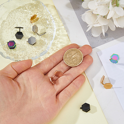 10Pcs 5 Colors 304 Stainless Steel Cuff Earrings EJEW-HS0001-43A-1