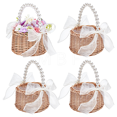 6Pcs Plastic Flower Baskets with Handle DIY-WA0001-21-1