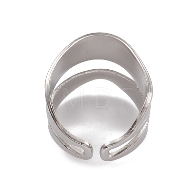 304 Stainless Steel Twist Wave Open Cuff Rings for Women RJEW-G285-26P-1
