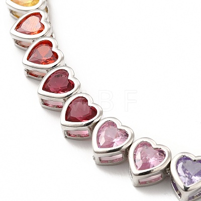 Colorful Cubic Zirconia Heart Pendant Necklace NJEW-E074-03P-1