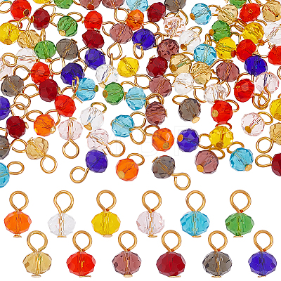 120Pcs 12 Colors Glass Charms PALLOY-AB00124-1